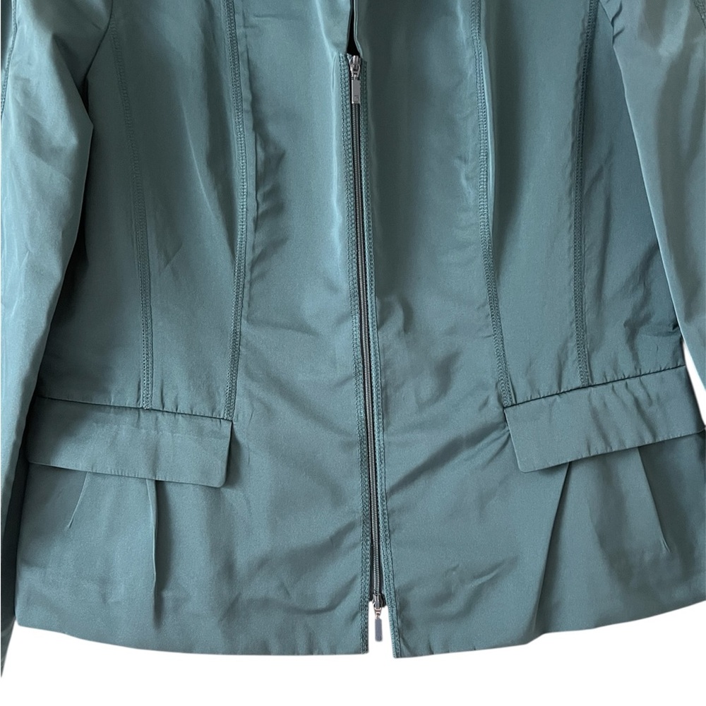 Lafayette 148 NY Nala Teal Zip Front Career Blazer Jacket Travel Size 12 - Picture 9 of 16